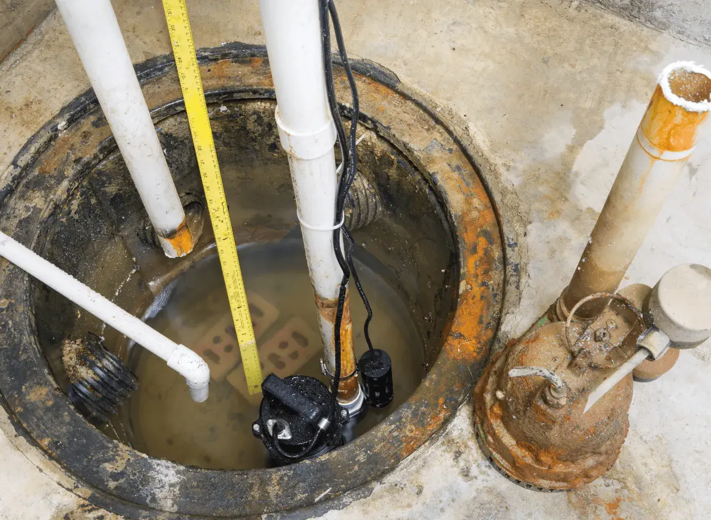 Basement sewage ejector pump installation in Portage Indiana