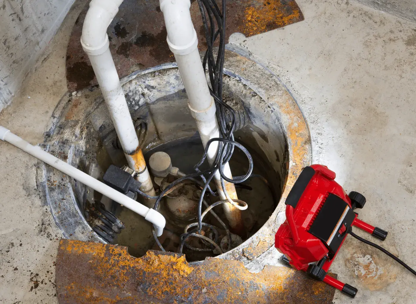 Sewage ejector pump installation in Chesterton Indiana basement